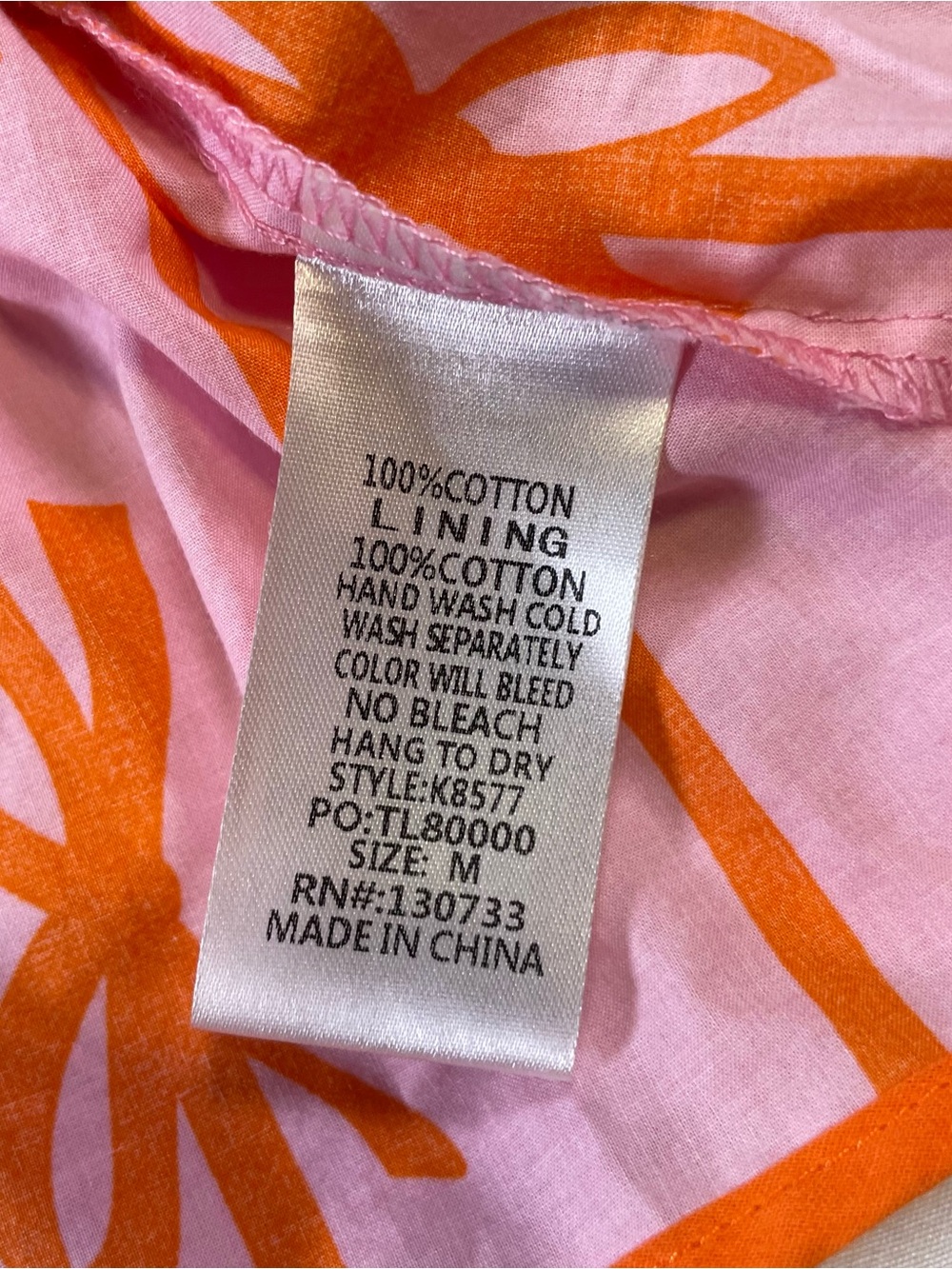 Umgee Pink Orange Bow Print Babydoll Tunic Top Puff Sleeve Medium - Picture 10 of 11
